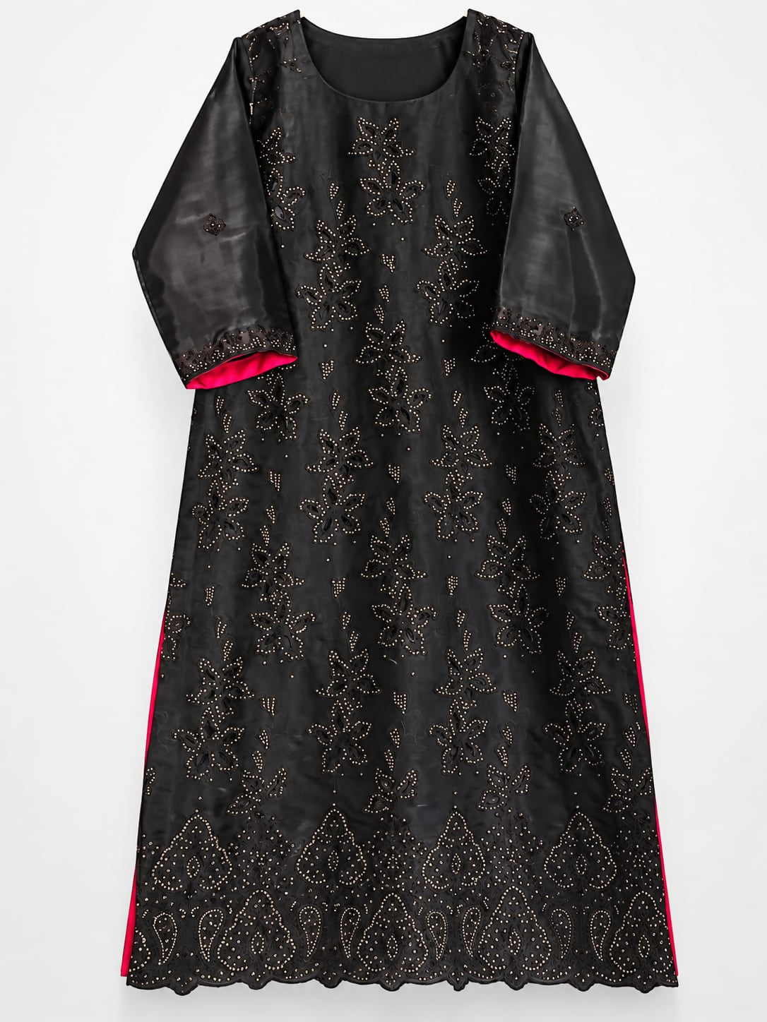 3 PC Silk Dress | Women Locally Made Kurta | Black | Large | Worn Once