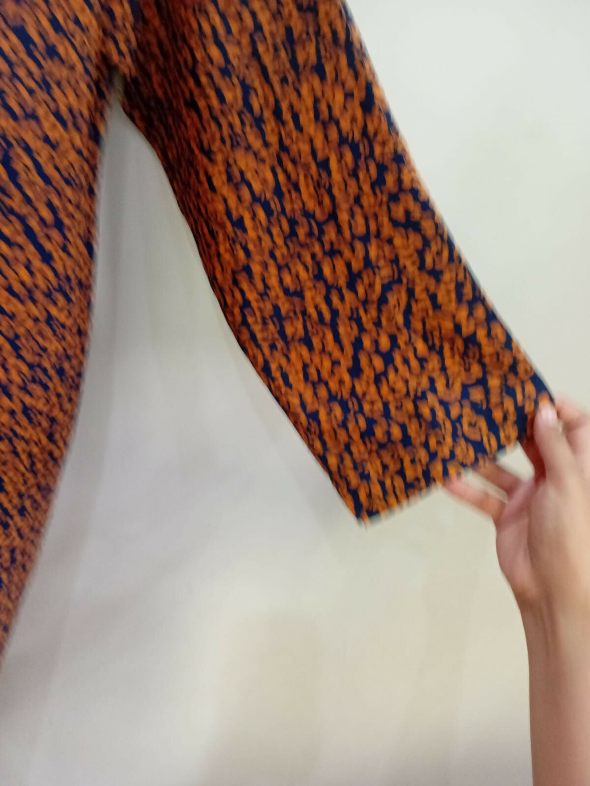 Blue and Orange Printed Front Open Abaya | Women Accessories | Large | Brand New