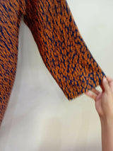 Blue and Orange Printed Front Open Abaya | Women Accessories | Large | Brand New