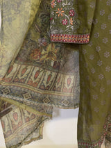 Embroidered 3 PC Dress | Women Locally Made Kurta | Green | Small | Worn Once