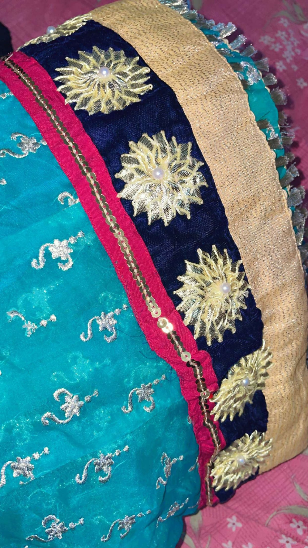 Frock with Gharara | Women Locally Made Formals | Small | Blue & Red | Brand New