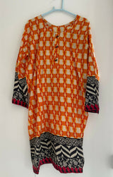Stylish Orange Kurta Suit | Women Locally Made Kurta | Small | Worn Once