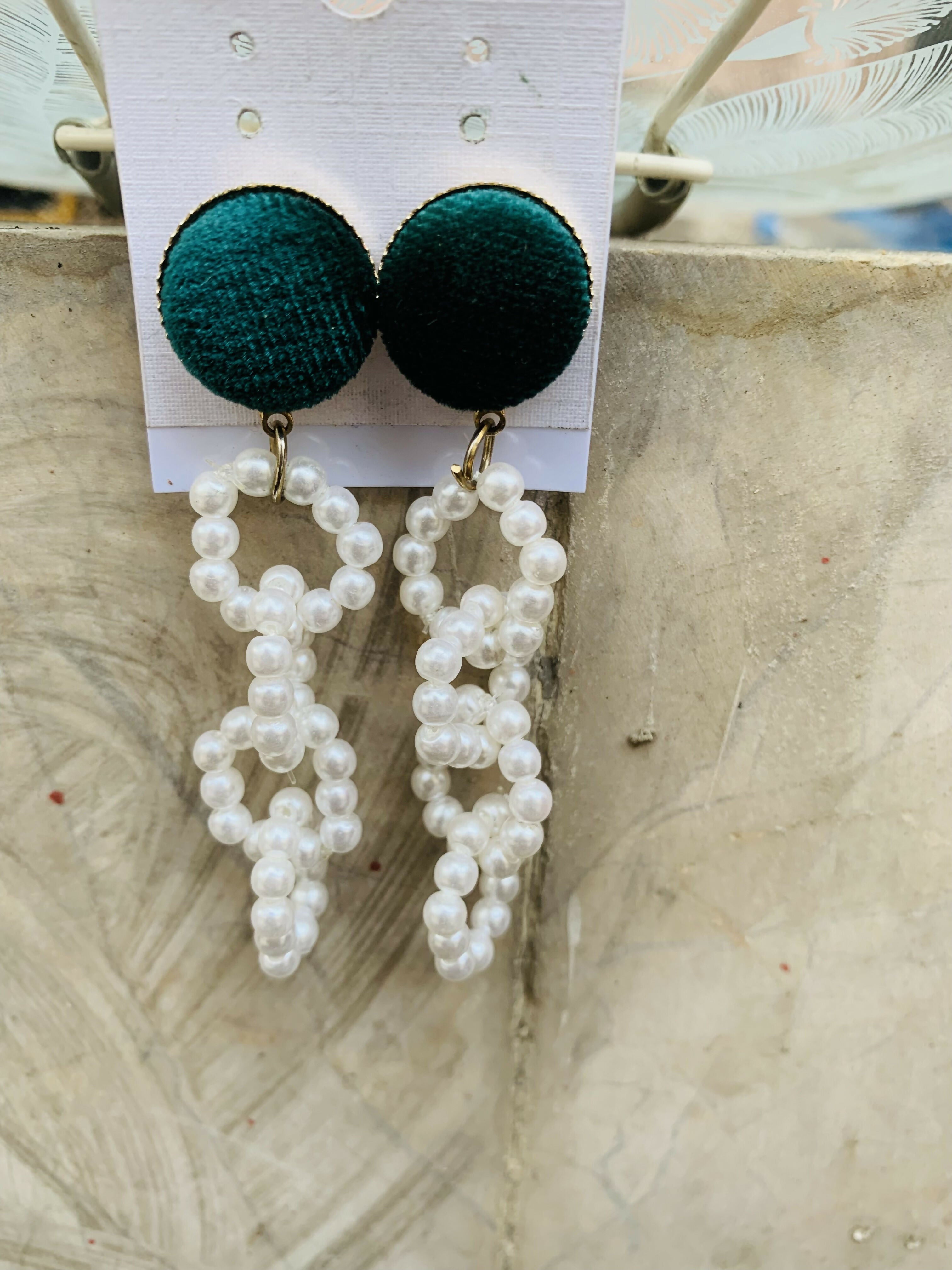 Green & white beats Earrings | Women Jewellery | Small | New