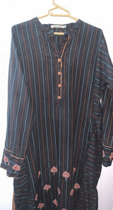 Edenrobe Embroided Shirt / kurta | Women Branded Kurta| Long black Embroided shirt branded| X Large | Preloved