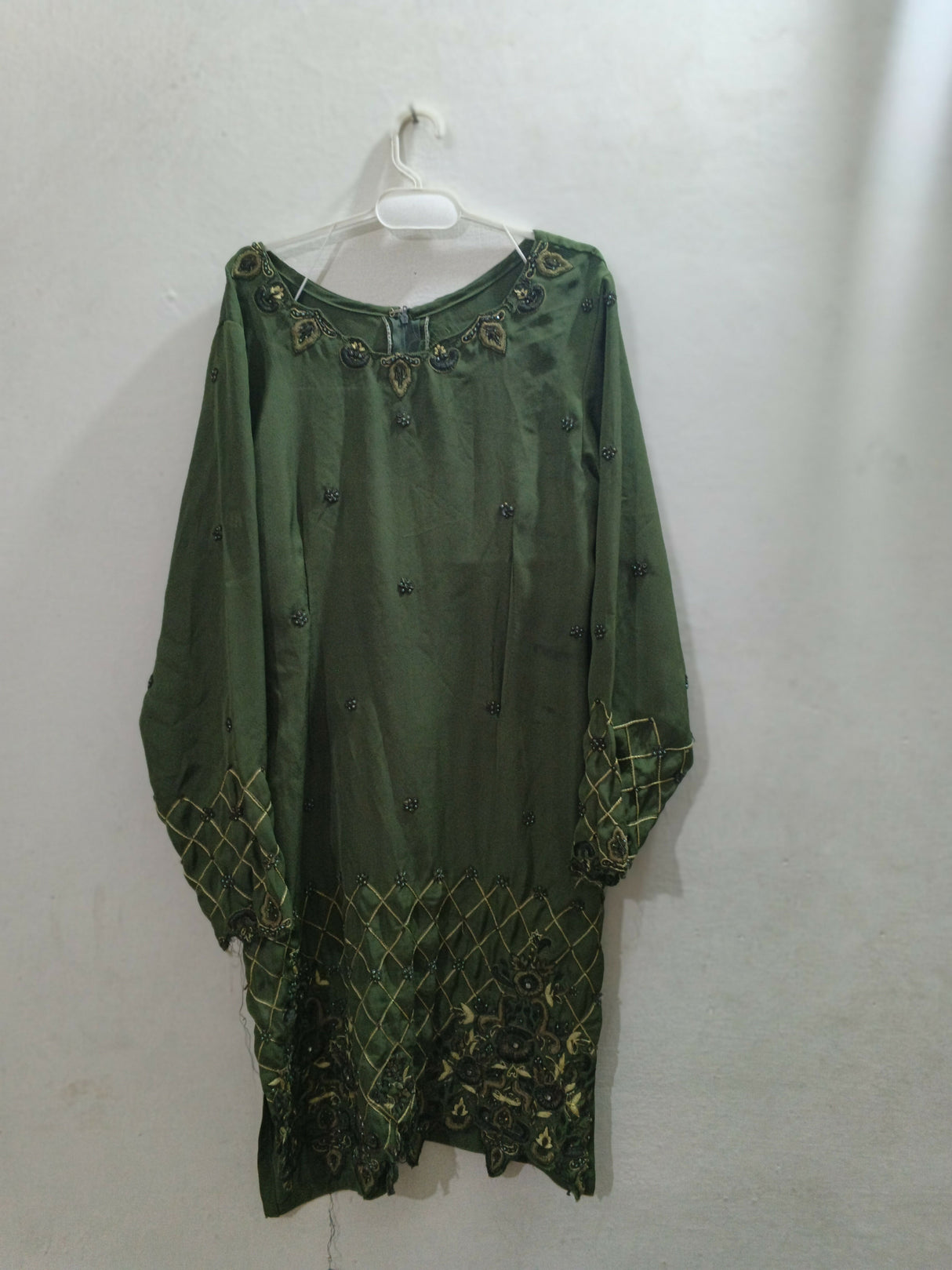 Embroidered Green Dress | Women Locally Made Kurta | Medium | Worn Once