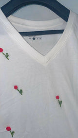 Embroidered T-Shirt | Women Tops & Shirts | White | Medium | New