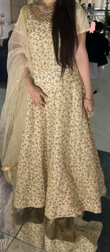 Zari Embroidery Maxi | Women Frocks & Maxis | Beige | Medium | Preloved