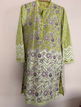 Green Block Printed Kurta | Women Locally Made Kurta | XSmall | Worn Once