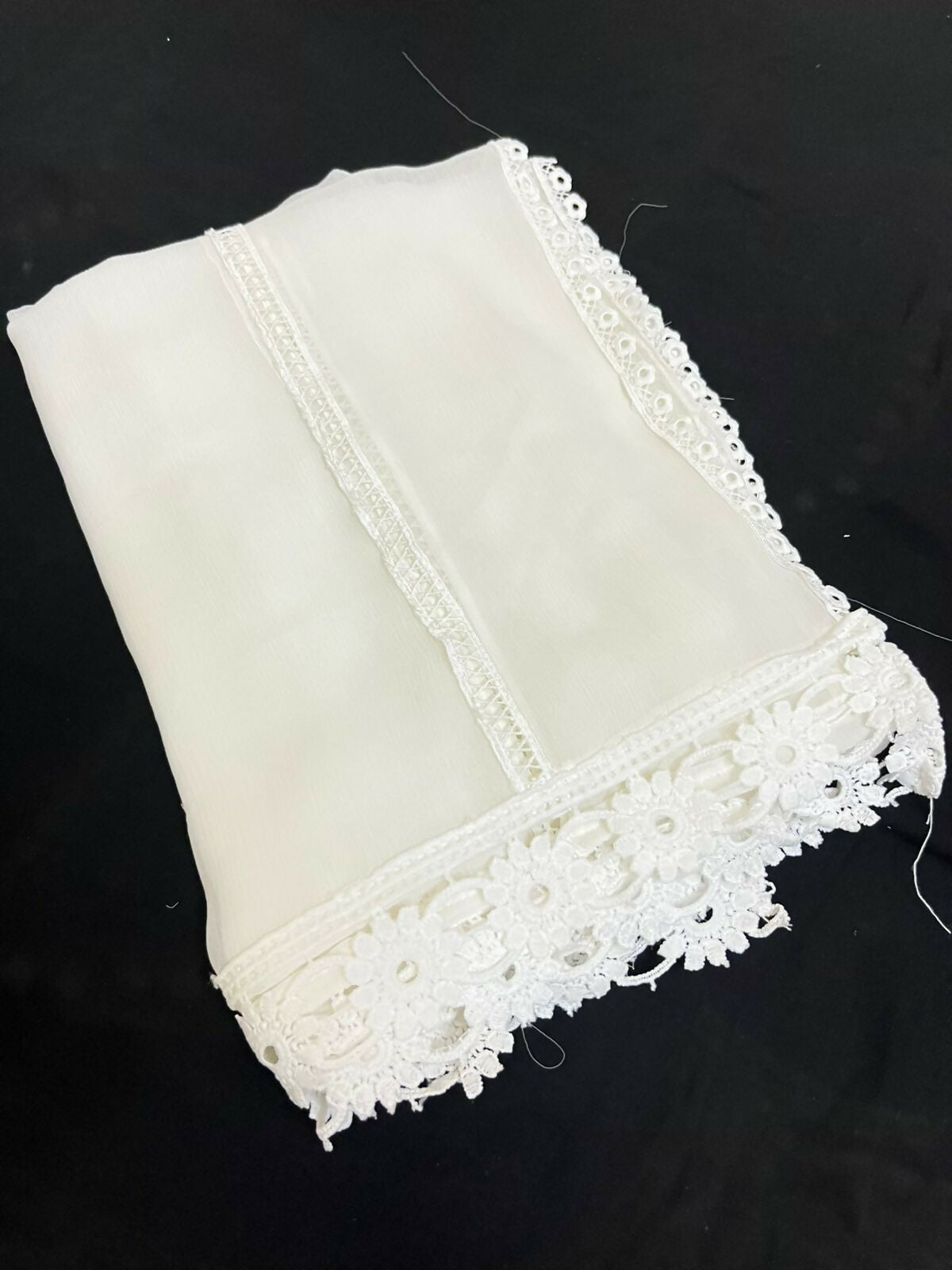 Dyeable Chiffon Lace Dupatta | Women Accessories | Duppata | Large | Brand New