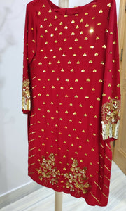 Red fancy 3 PC Suit | Women Locally Made Formals | Worn Once