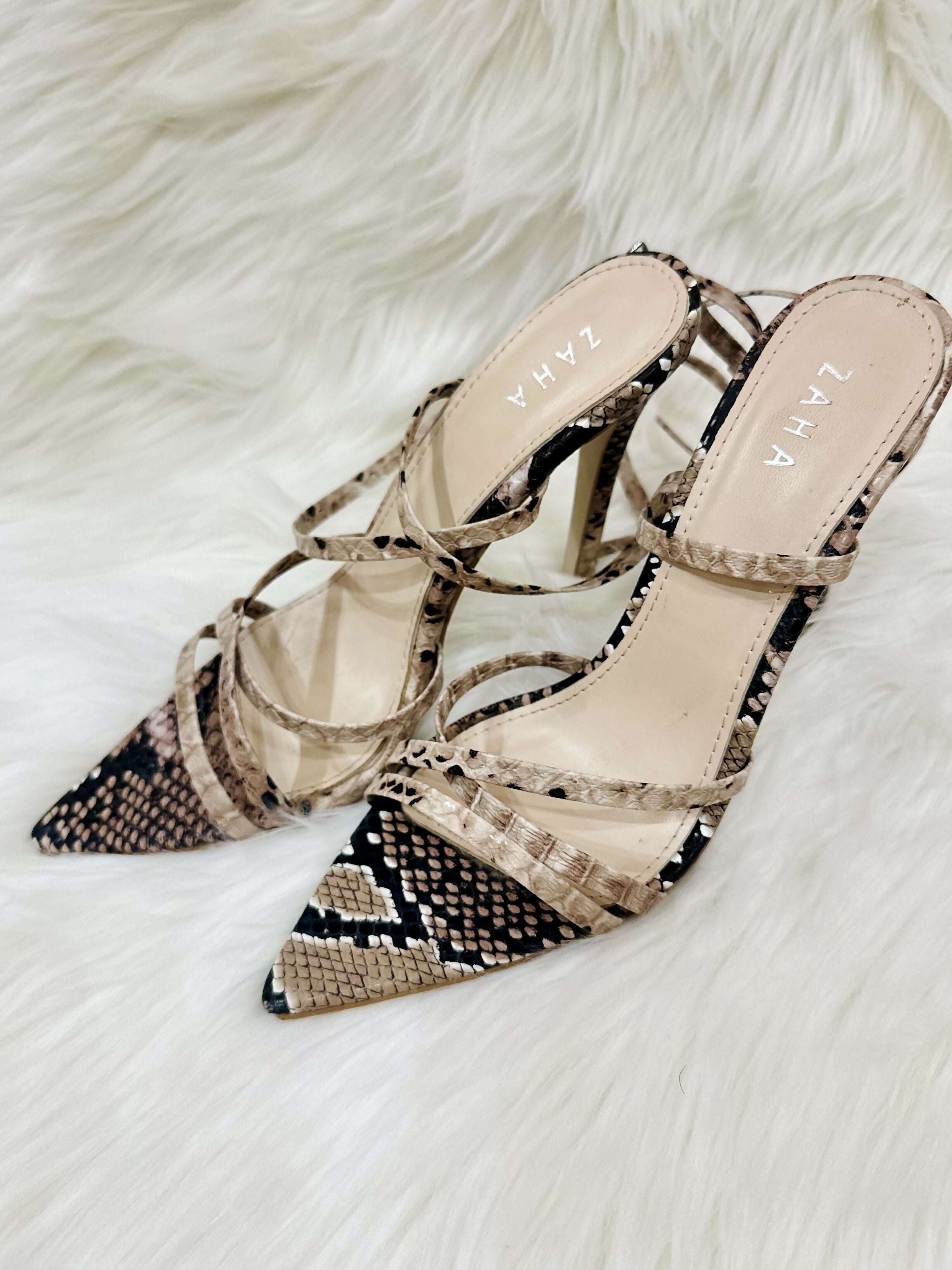 Zaha | Beige Snake Heels | Women Shoes | Size 37 | Worn Once