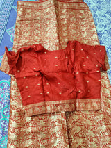 Red Saree | Women Locally Made Formals Sarees | Large | Worn Once