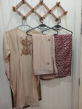 Open Shirt With Plazo | Women Locally Made Formals | Beige | Worn Once Fancy wear | Formal dress | Bridal Dress |