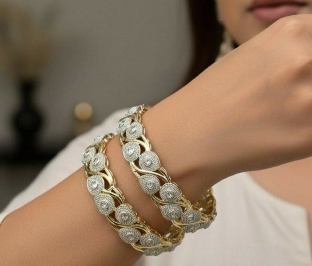 Round Leaf Stone Bangle Set-00022 | Women Jewelry | Bangles/Bracelets | Brand New