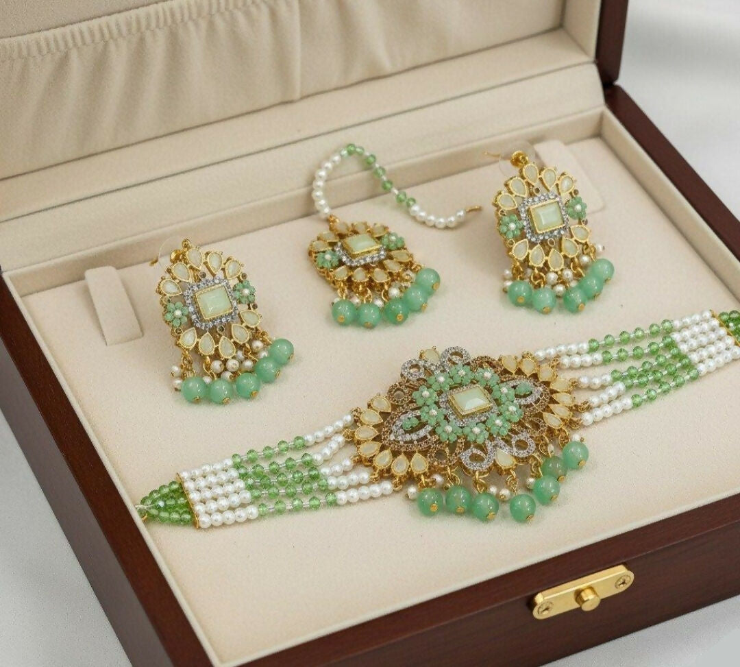 Flower/Tear Pearl Drop Choker Set-00259 | Women Jewelry | Wedding Jewelry & Sets | Brand New