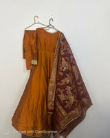 Rust Orange Indian Raw Silk Maxi | Women Frocks & Maxi | Small | Worn Once