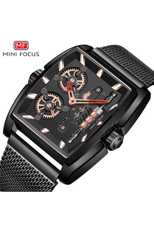 Buy Mini Focus Black Leather  Silver Dial Quartz Watch for Gents- MF0322G-01 in Pakistan