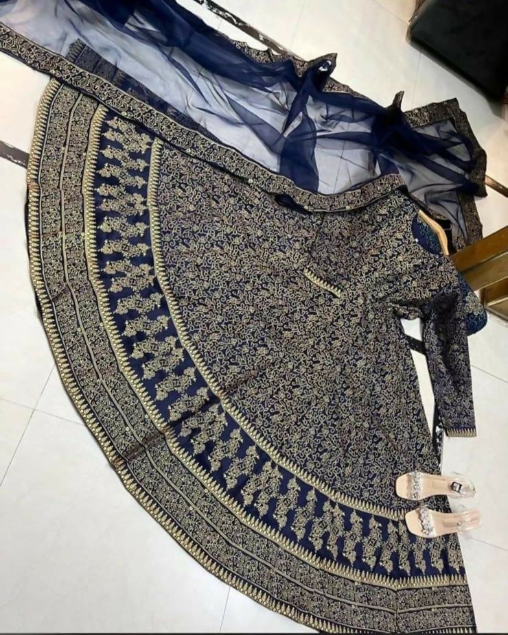 Blue Katan Silk Maxi | Women Frocks & Maxis | Medium | New