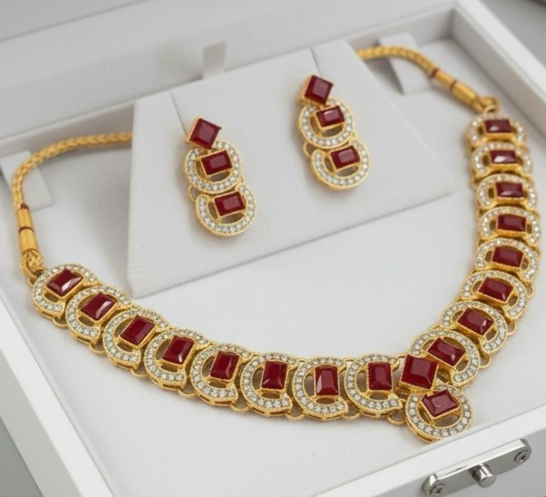 Rectangle Round Necklace Set-00021 | Women Jewelry | Wedding Jewelry & Sets | Brand New
