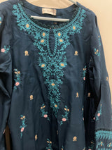 Navy Blue 3PC Stitched Suit| Women Locally Made Kurta | Small | New