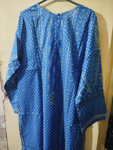 J. Junaid Jamshed | Women Branded Kurta | Blue Cotton Kurta | XLarge | Brand New