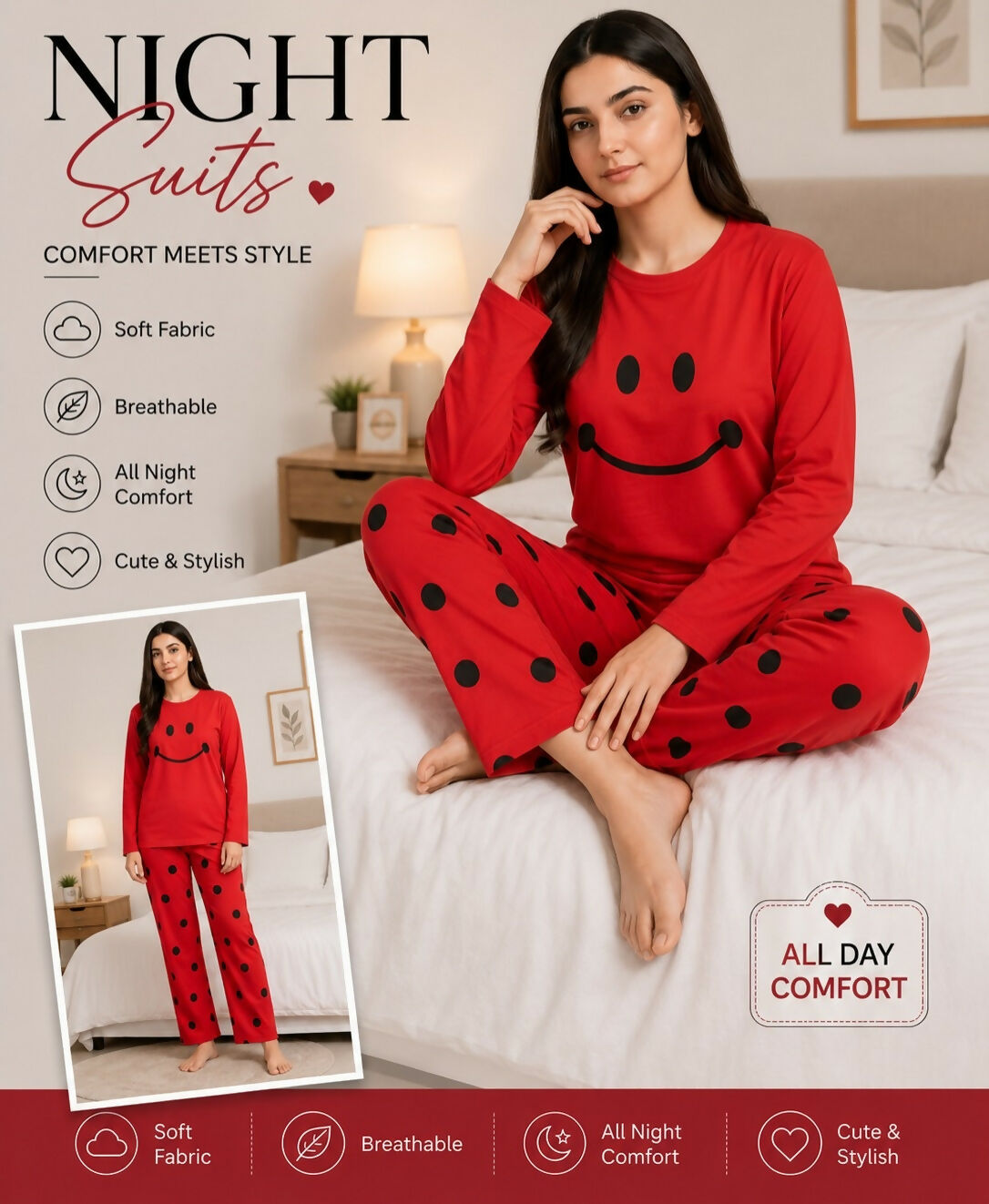 Night Suit PJ Sets | Women Loungewear & Sleepwear | Sizes: All | Brand New