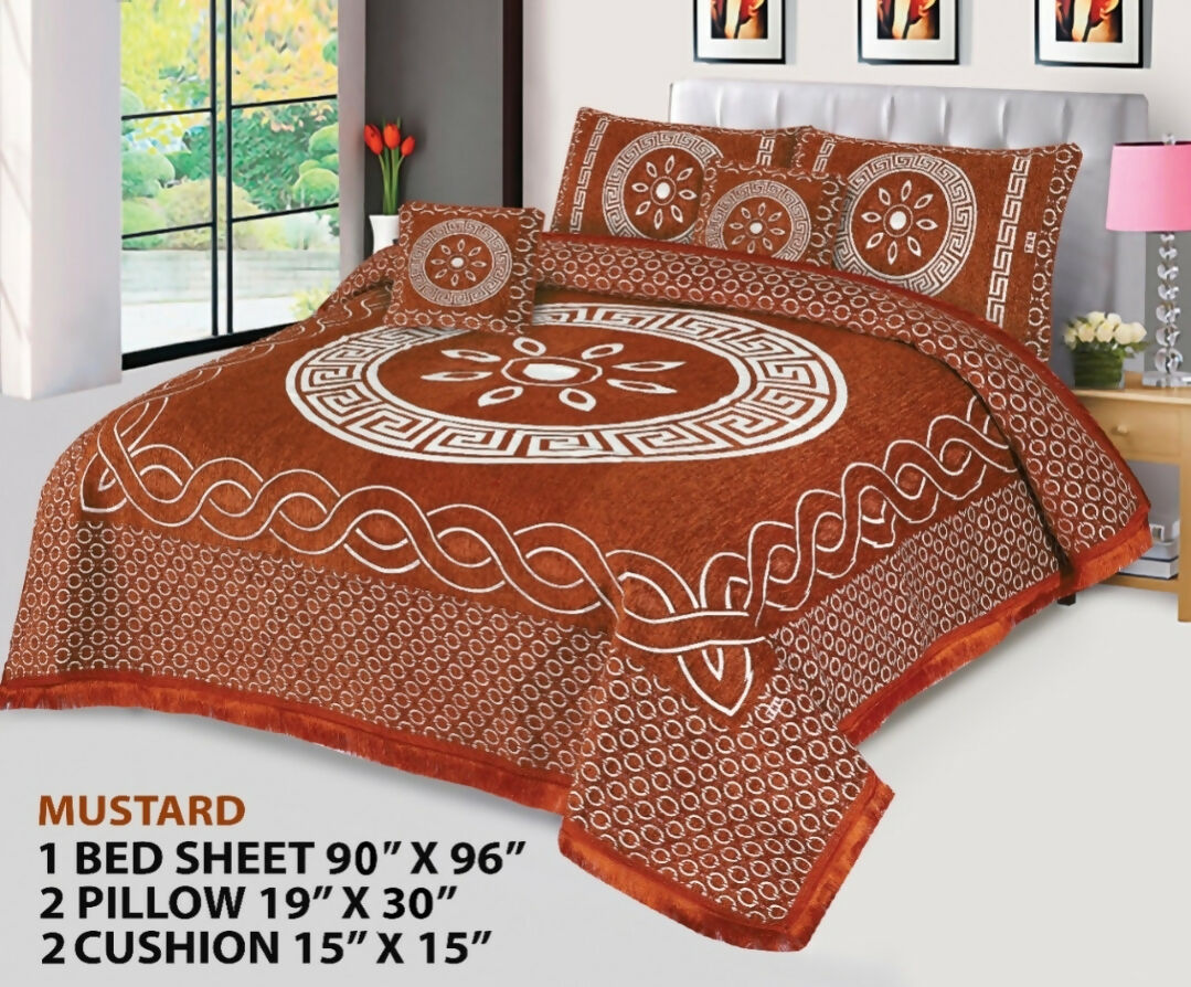 5Pc Orbit Style Velvet Jacquard Bedsheet | Home Decor |Bedsheets & Bedding | Brand New