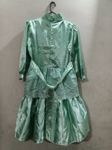 Sea Green Silk Frock | Girls Skirts & Dresses | Size: 6 to 7 Yrs | Preloved