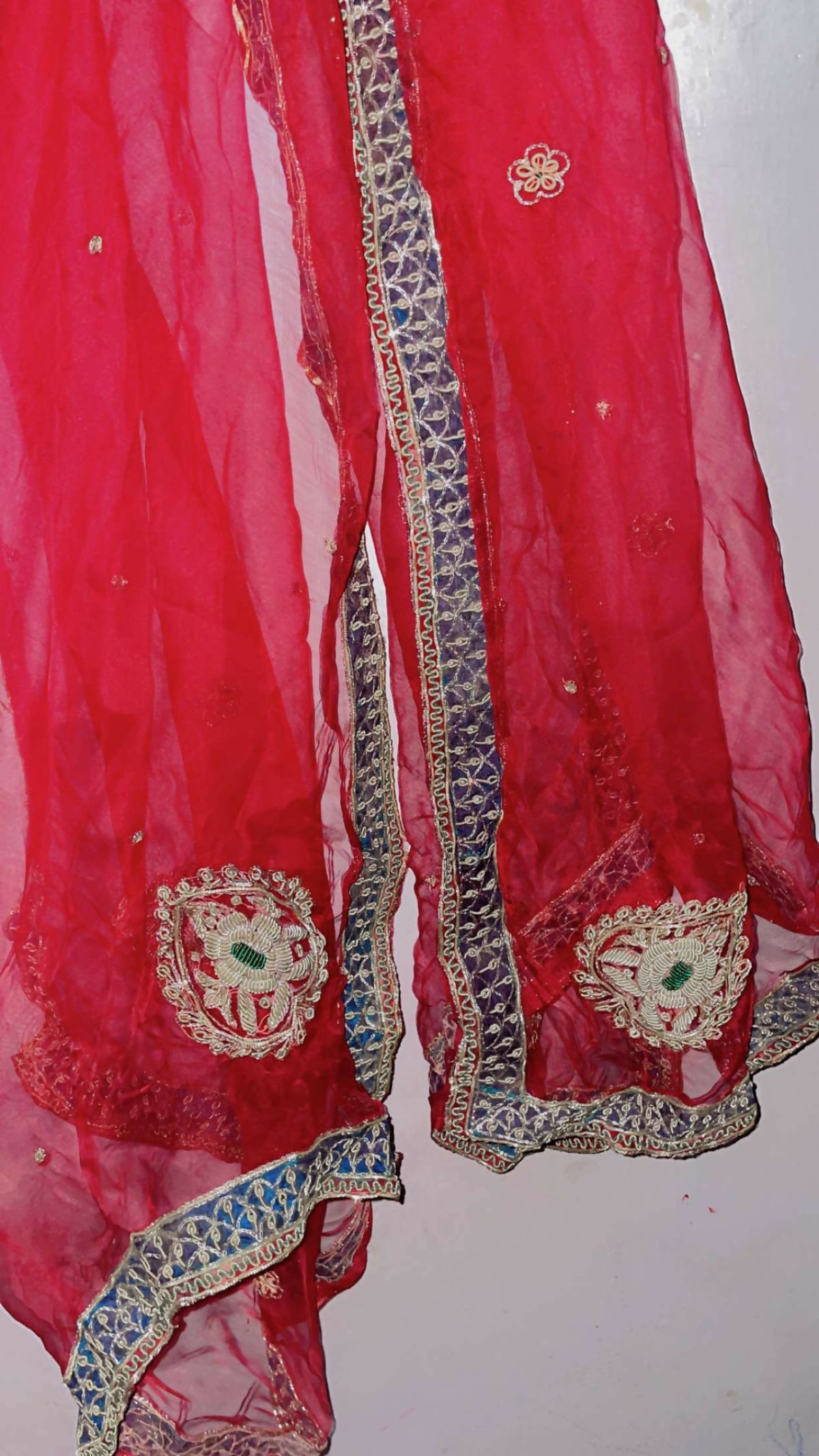 Embroidered Duppata | Women Accessories | Duppatas & Shawls | Red | Large | Preloved