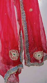 Embroidered Duppata | Women Accessories | Duppatas & Shawls | Red | Large | Preloved