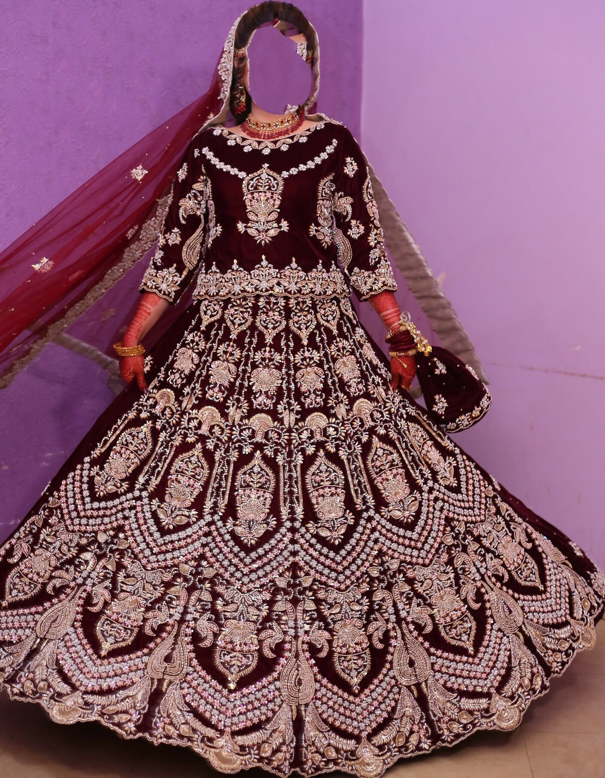 Divine Maroon Bridal Suit | Women Bridals | Medium | Worn Once