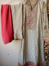 Chiffon 3PC Stitched Suit | Women Locally Made Kurta | Medium | Preloved