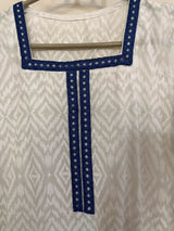 Blue & White Embroidered Shirt | Women Locally Made Kurta | Small | New