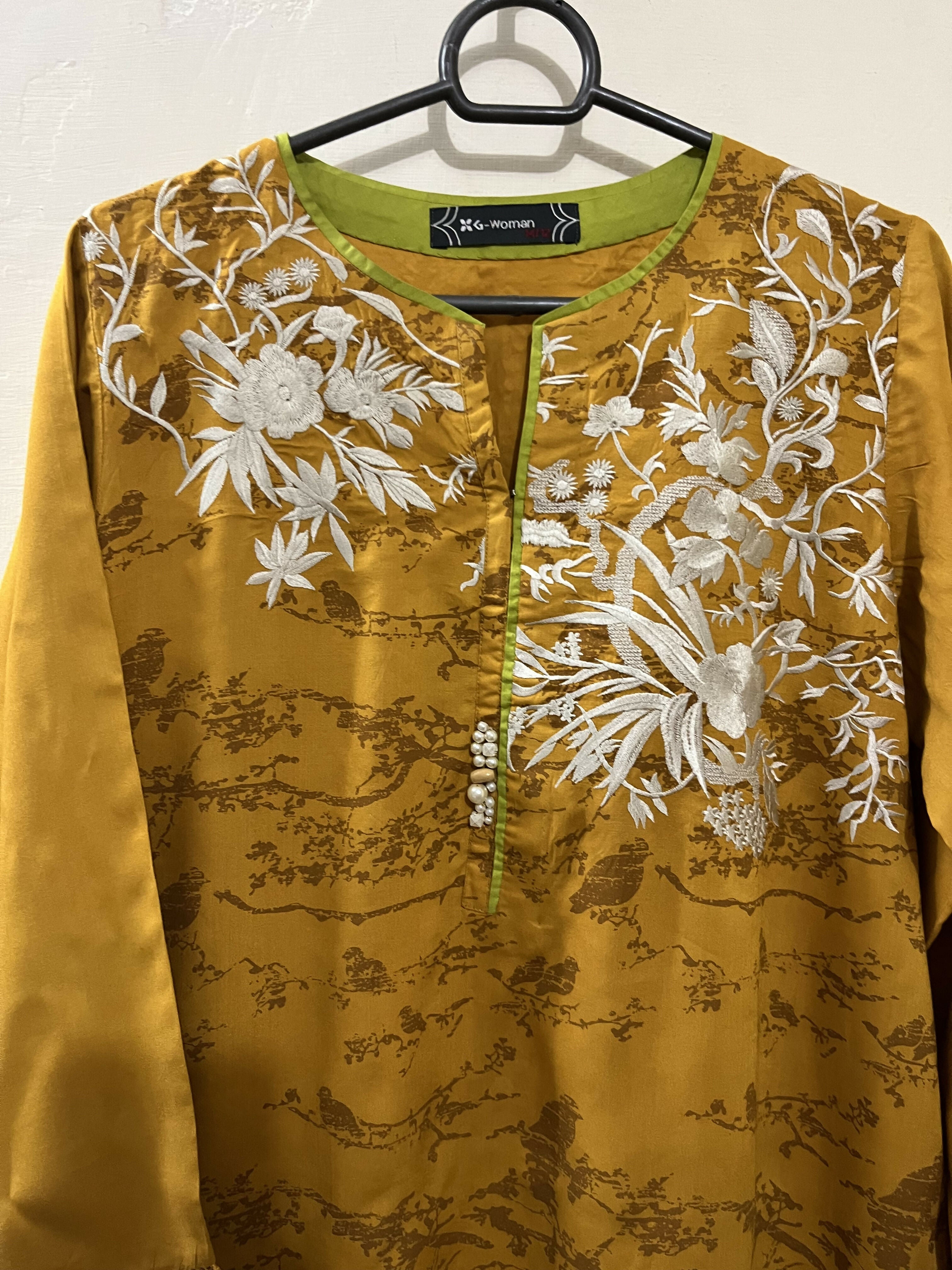 Gul Ahmad | Linen Embroidered Kurta | Women Branded Kurta | Worn Once