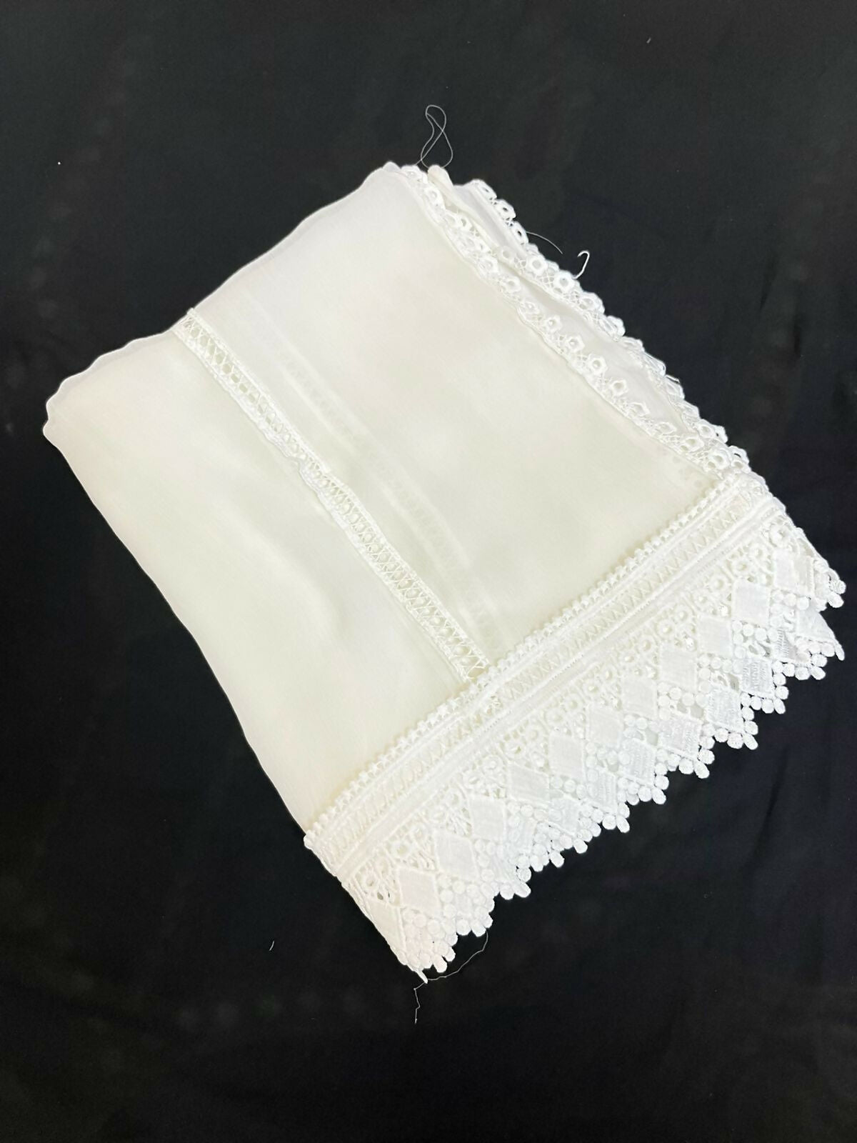 Dyeable Chiffon Lace Dupatta | Women Accessories | Duppata | Large | Brand New