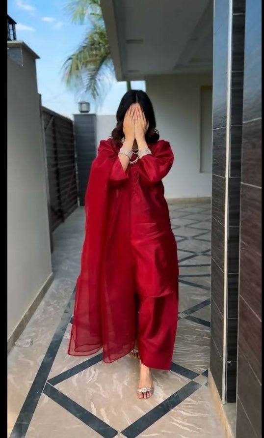 Preet Pret | Maroon Farshi Shalwar | Women Branded Formals | Large | Worn Once