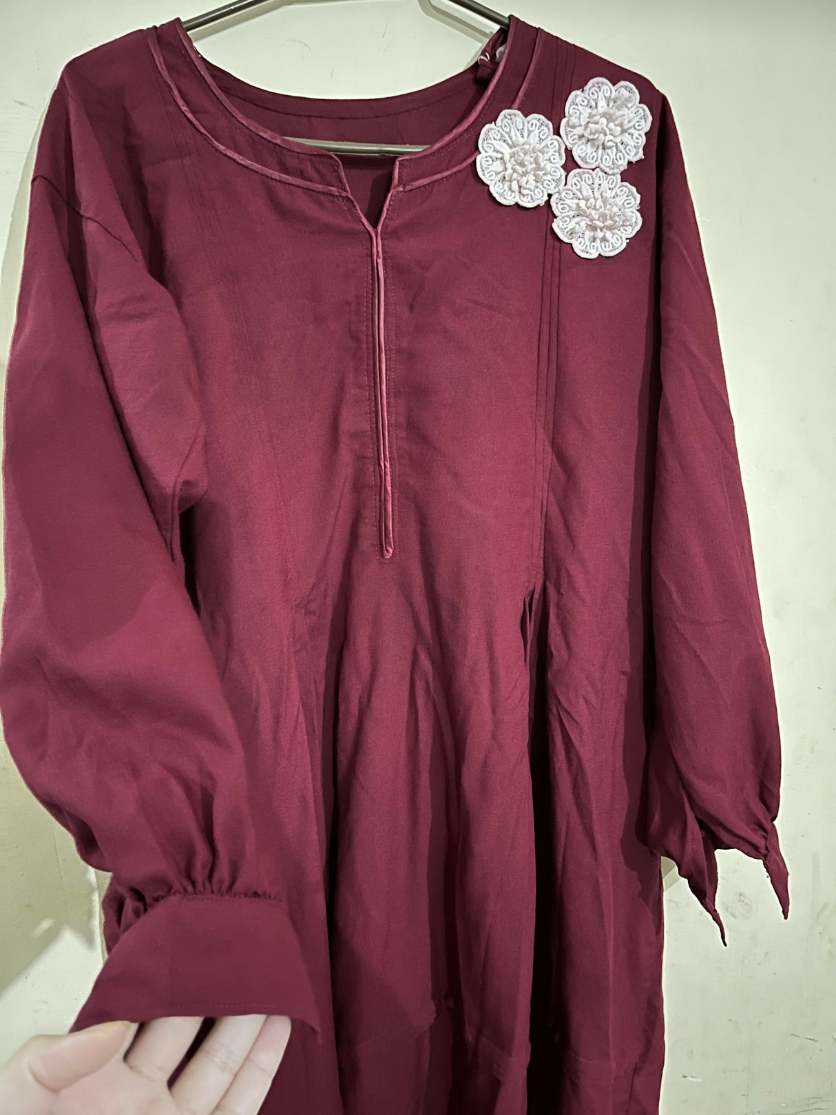 Solid Maroon Kurta | Women Locally Made Kurta | Medium | Worn Once