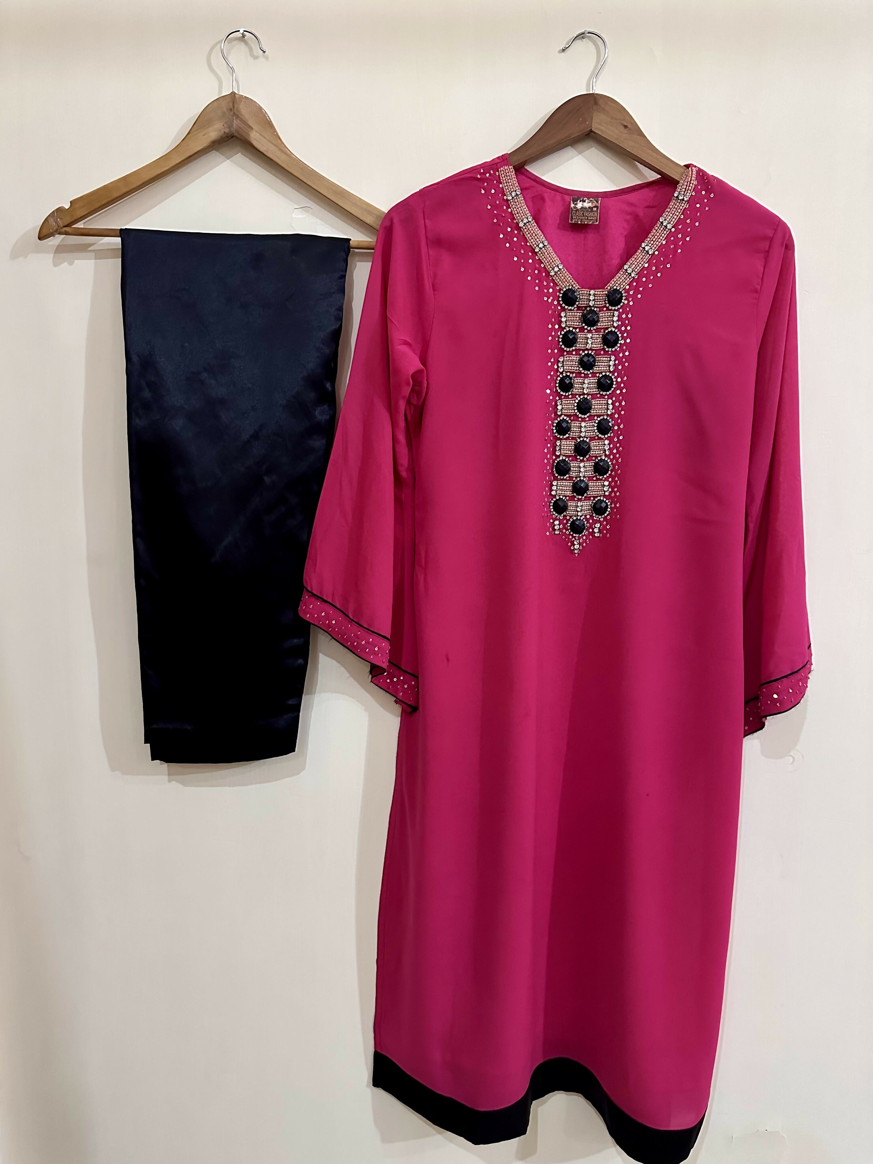 Pink 3 PC Suit | Women Locally Made Formals | Medium | Worn Once