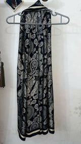 Black Printed Silk Scarf | Women Accessories | Hijabs & Scarves | Black | Worn Once
