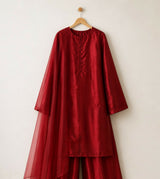 Preet Pret | Maroon Farshi Shalwar | Women Branded Formals | Large | Worn Once