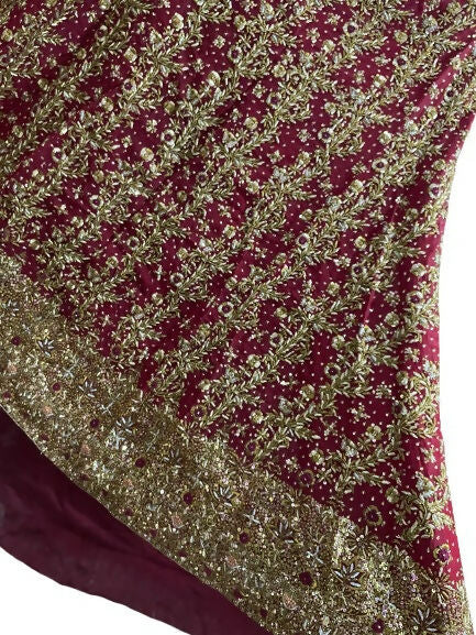 Royal Bridal Ensemble | Red Bridal Sharara | Women Bridals | Medium to Large | Worn Once