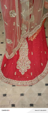 Red Long Bridal Maxi with Golden Dupatta | Women Bridals | Small | Worn Once