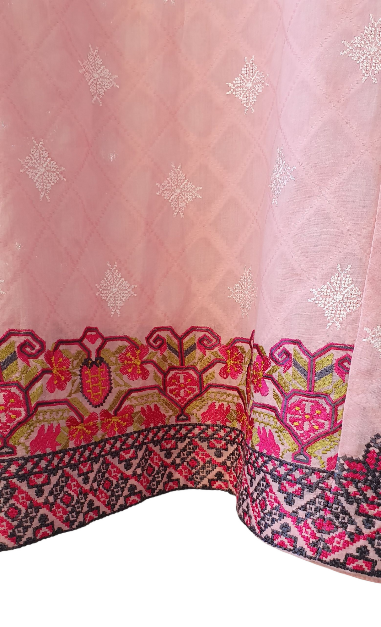 Khaadi | Pink Dobby Embroidered kurta Trouser | Women Branded kurta Trouser | Size Medium | Worn Once