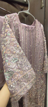 Heavy Embroidered Cut Dana Lilac Dress | Women Locally Made Kurta | Large | Brand New