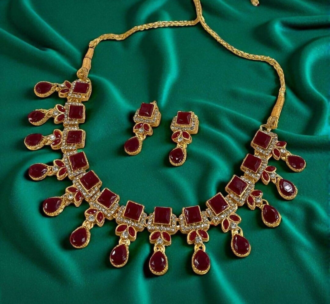 Square Tear Drop Necklace Set-00017 | Women Jewelry | Wedding Jewelry & Sets | Brand New