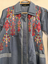 Denim Embroidered Shirt | Women Tops & Shirts | XSmall | Blue | New