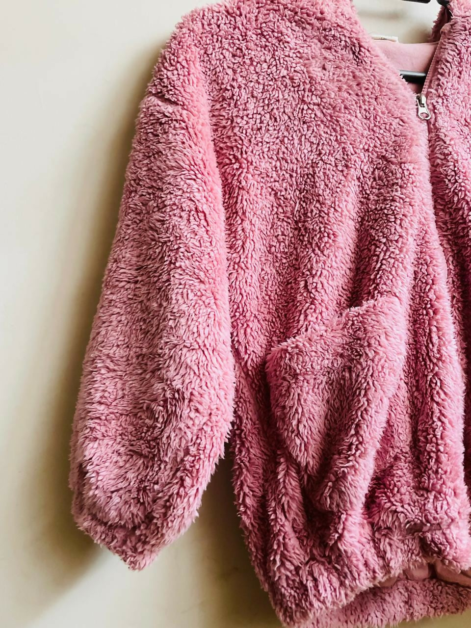 Cozy Blush Sherpa Hoodie | Women Tops & Shirts | Small | Worn Once