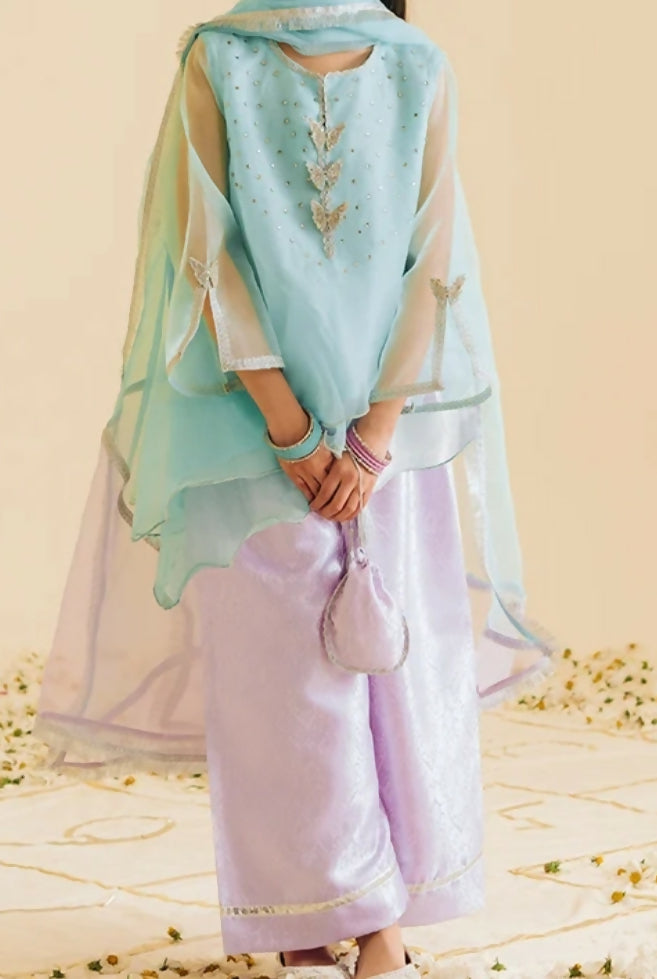 Ice Blue Suit | Kids | Girl Shalwar Kameez | 5 to 6 Yrs | Worn Once