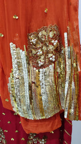 Red fancy 3 PC Suit | Women Locally Made Formals | Medium | Worn Once