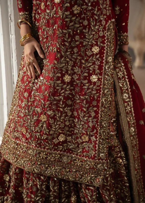 Haseens Officials | Maroon | Bridal Lehnga( Surkhaab) | Women Bridals | Large | Worn Once